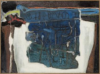 Albert Johansson, mixed media on panel, signed and dated 1962 verso.