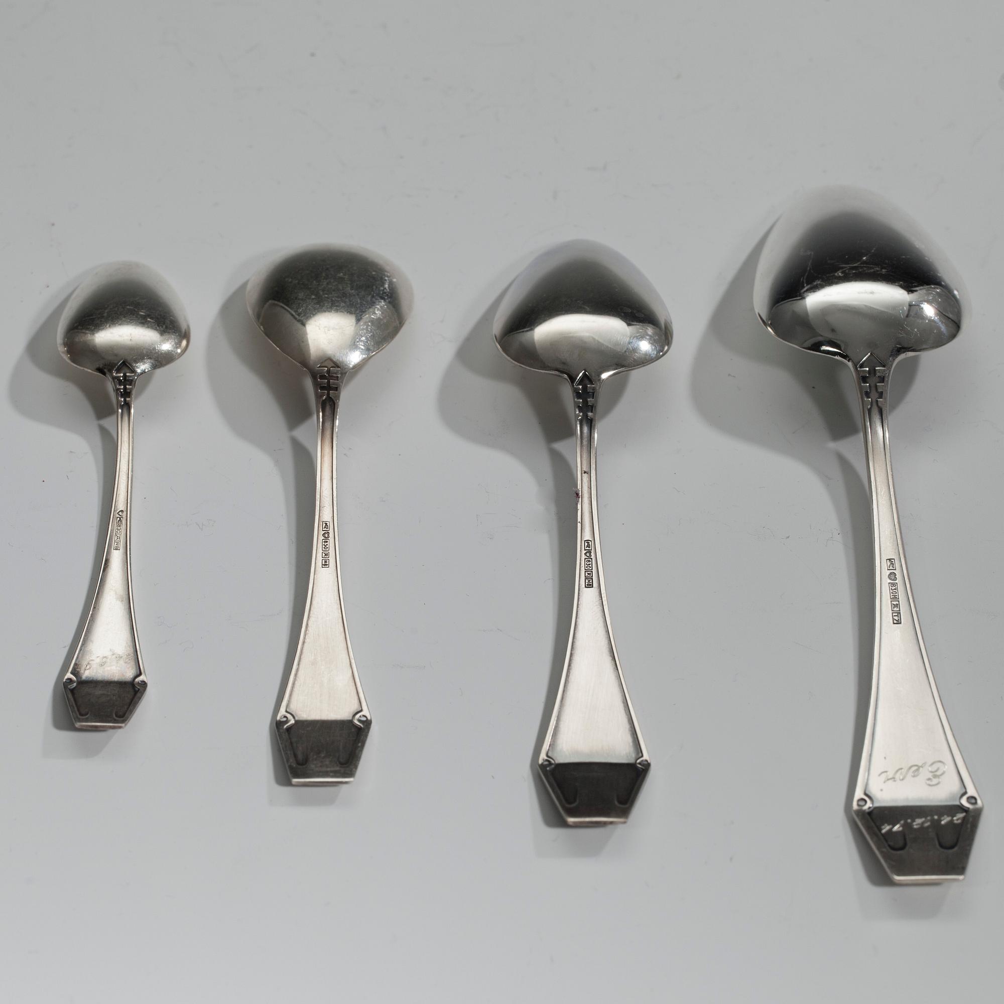 SKEDAR, 27 delar, silver "Suomi-serien" Kultateollisuus, Åbo 1990-1996. Tot. vikt ca 635 g.