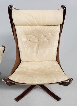 FÅTÖLJER, ett par, "Falcon chair", Sigurd Russel, Vatne möbler, Norge, 1970-tal.
