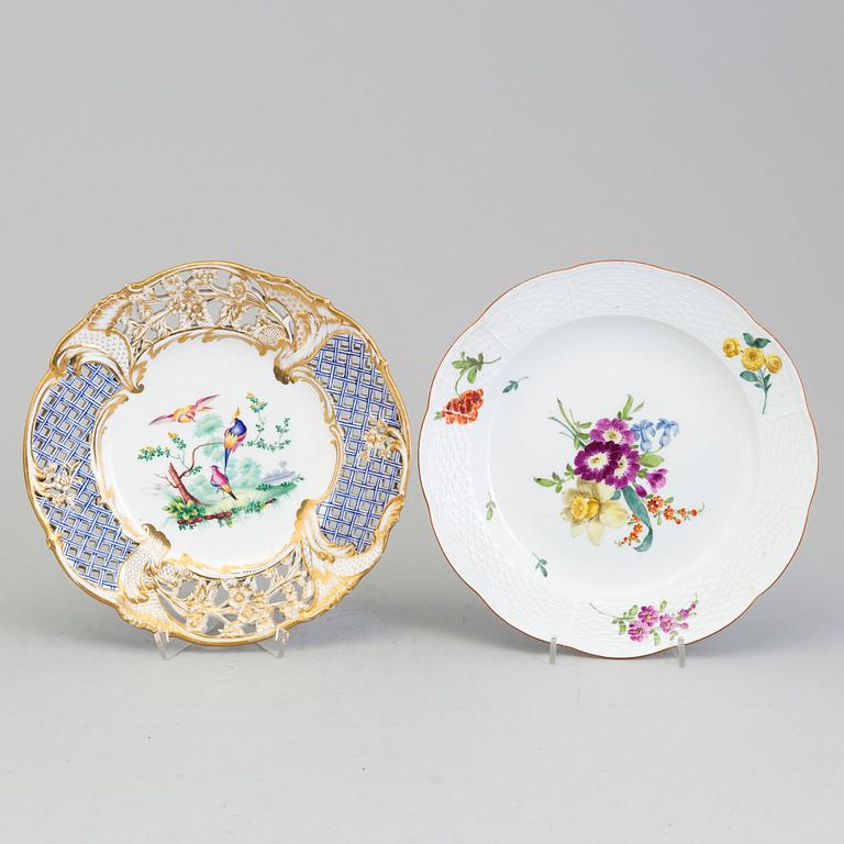 Four porcelain plates, Germany and France, 19th century.