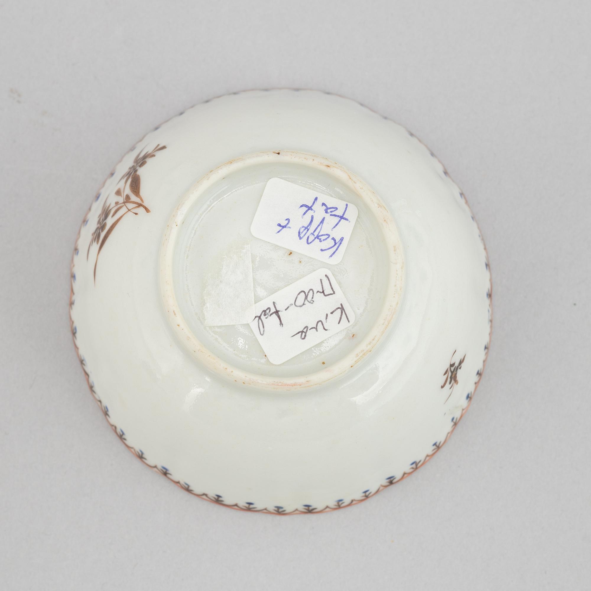 A set of five tea cups with stands, Qing dynasty, Qianlong (1736-95).