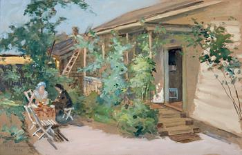 2. Hugo Backmansson, A COFFEE BREAK IN THE GARDEN.