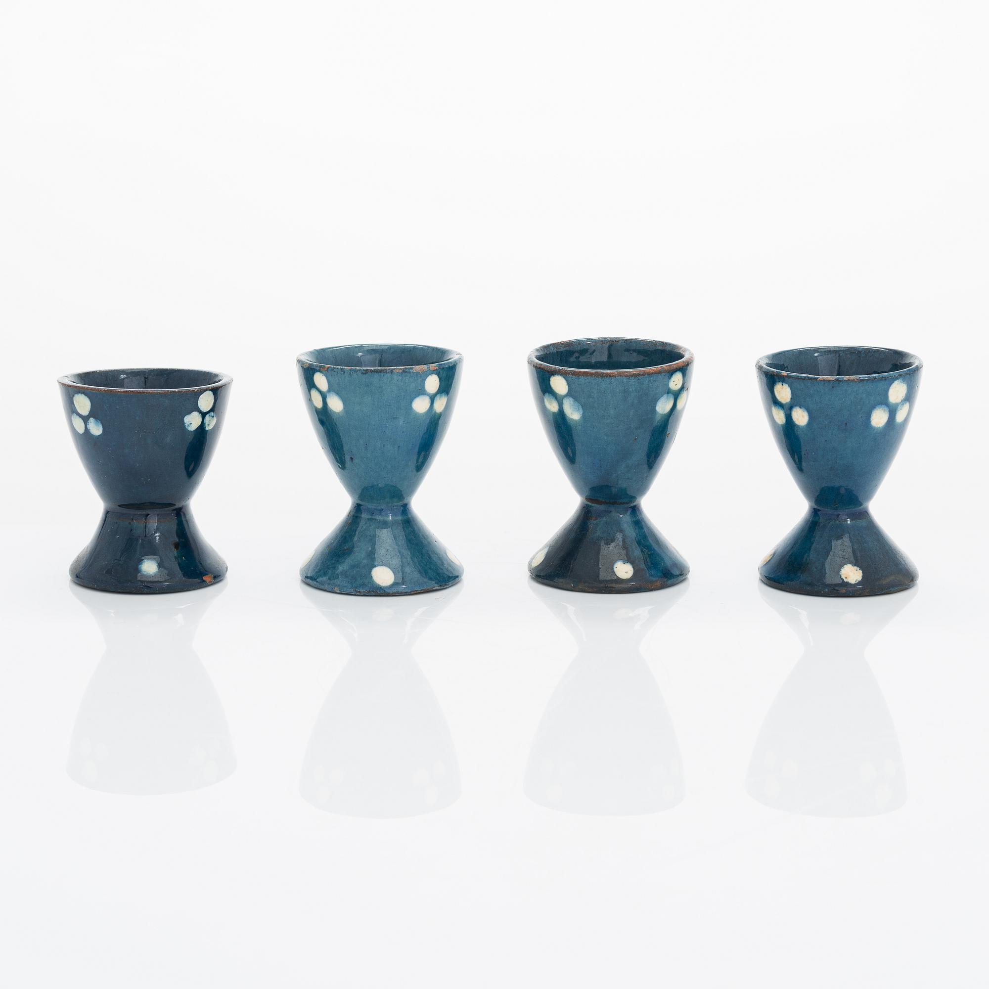 Alfred William Finch, a set of four egg cups from around year 1900, Iris, Finland.
