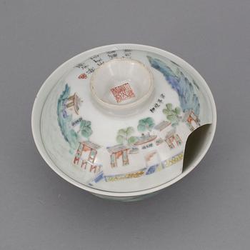 SKÅL med LOCK, porslin, Kina.