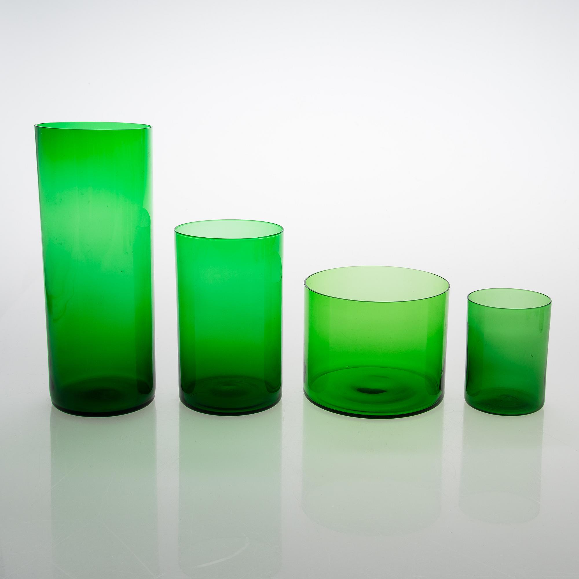 A set of 9 glass jars "Purtilo" by Kaj Franck Arabia, Finland. Designed in 1970:s.