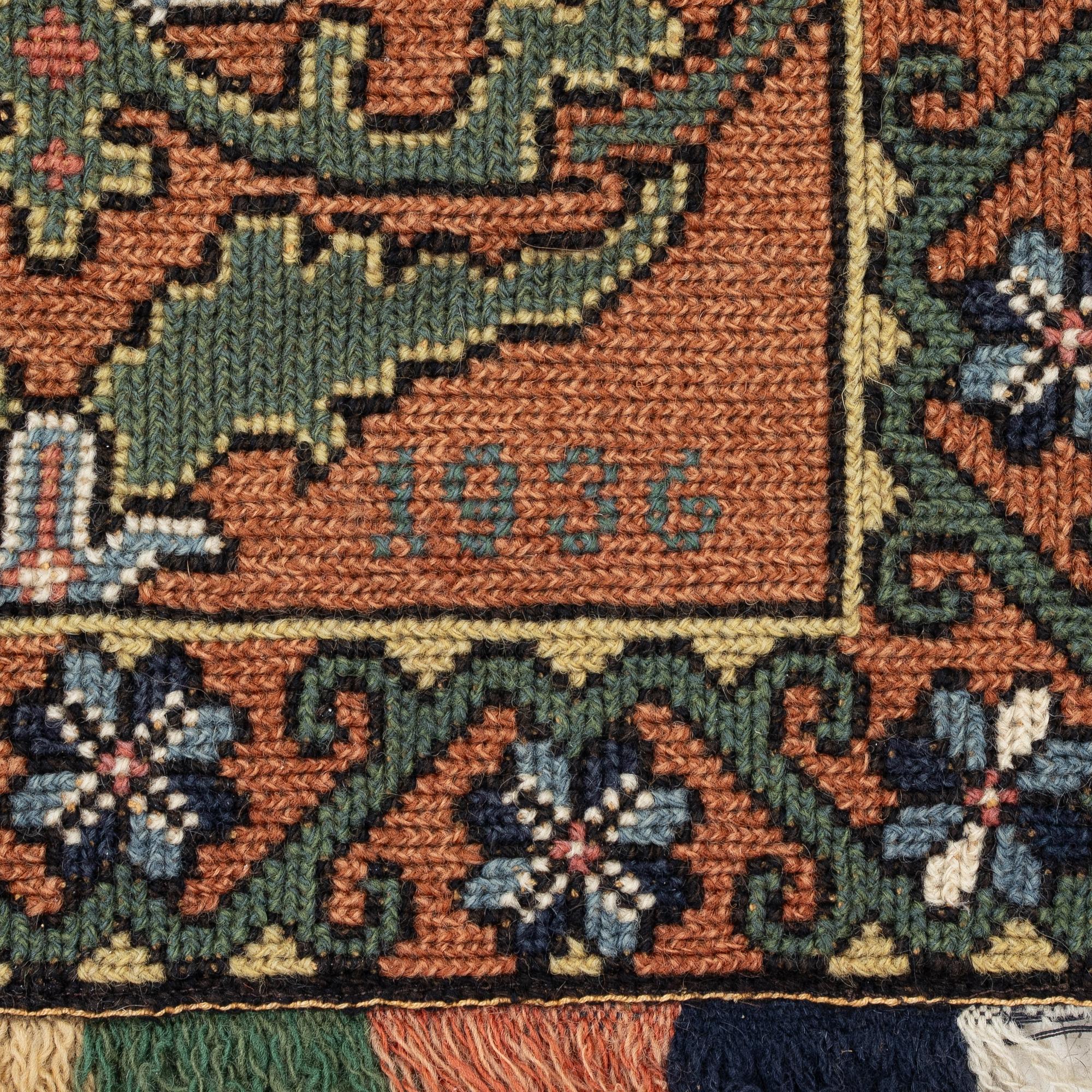 Sled cushion in folk art style, 20th century. 155 x 70 cm.