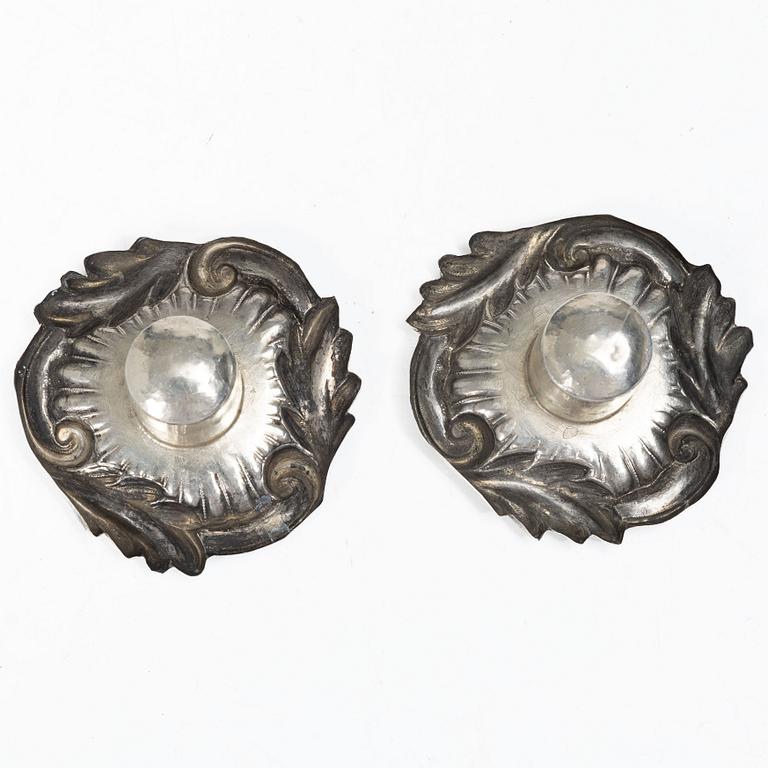 Otto Lindeberg, candle sconces, a pair, silver, Stockholm 1866.