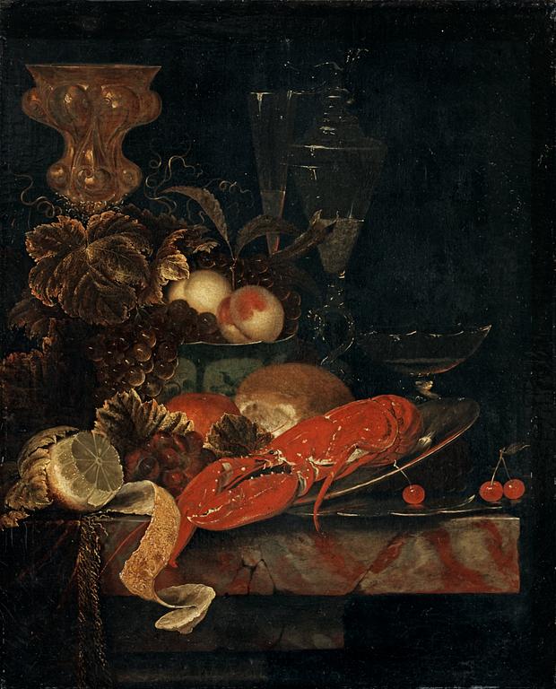 Ottmar Elliger, Still life with a lobster and  fruits.