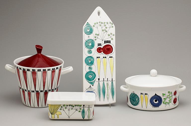 SERVISDELAR, 28 delar, flintgods, "Picknick", Marianne Westman, Rörstrand. 1950/60-tal.