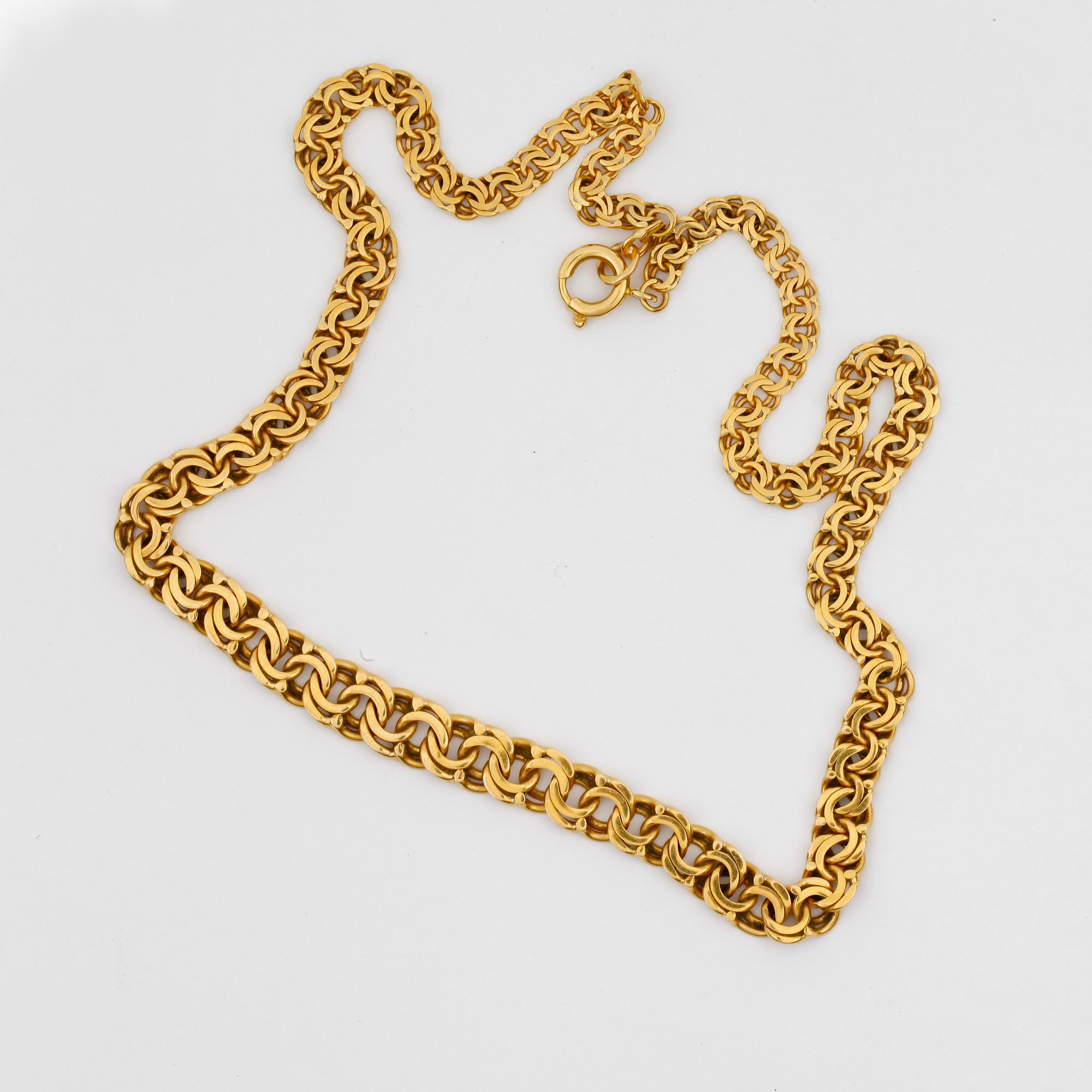 HALSKEDJA, 18 K guld, otydlig mästarstämpel, Stockholm. Vikt ca 30g.