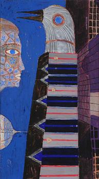 595. Max Walter Svanberg, Imaginative composition with woman and bird.