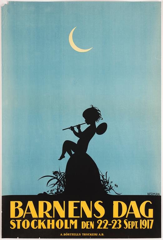 Einar Nerman, a vintage poster, 'Barnens Dag', A. Börtzells Tryckeri A.B., 1917.