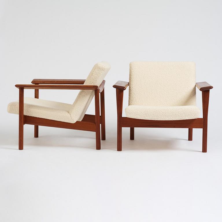 Aksel Bender Madsen & Ejner Larsen, a pair of easy chairs, cabinetmaker Willy Beck, Denmark 1950-60s.