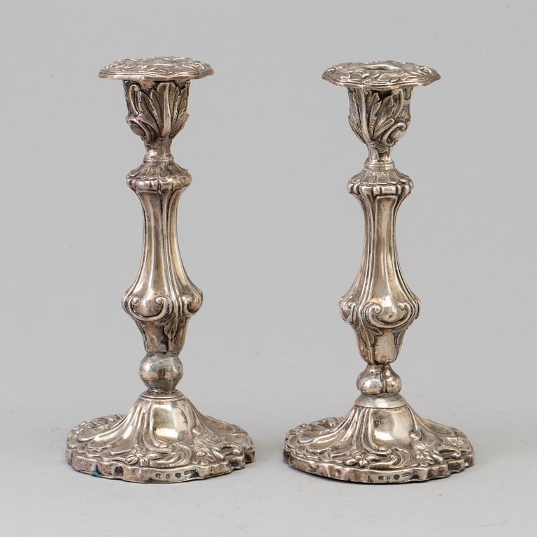 A pair of silver candlesticks probably by Carl Fredrik Hultbom, Stockholm 1848.