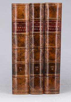 BÖCKER, 3 vol, "Svenska Fåglar", M,W & F von Wright, Stockholm, 1927-1929.