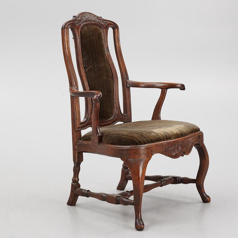 A rococo fauteuil, Stockholm, later part of the 18th century.