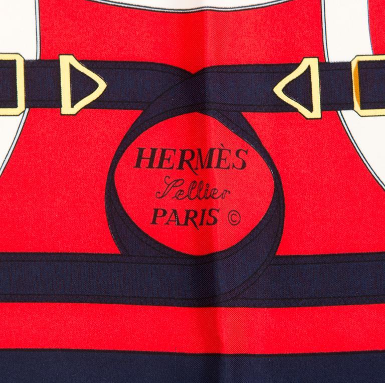 Hermès, "Eperon d'Or" silk scarf.