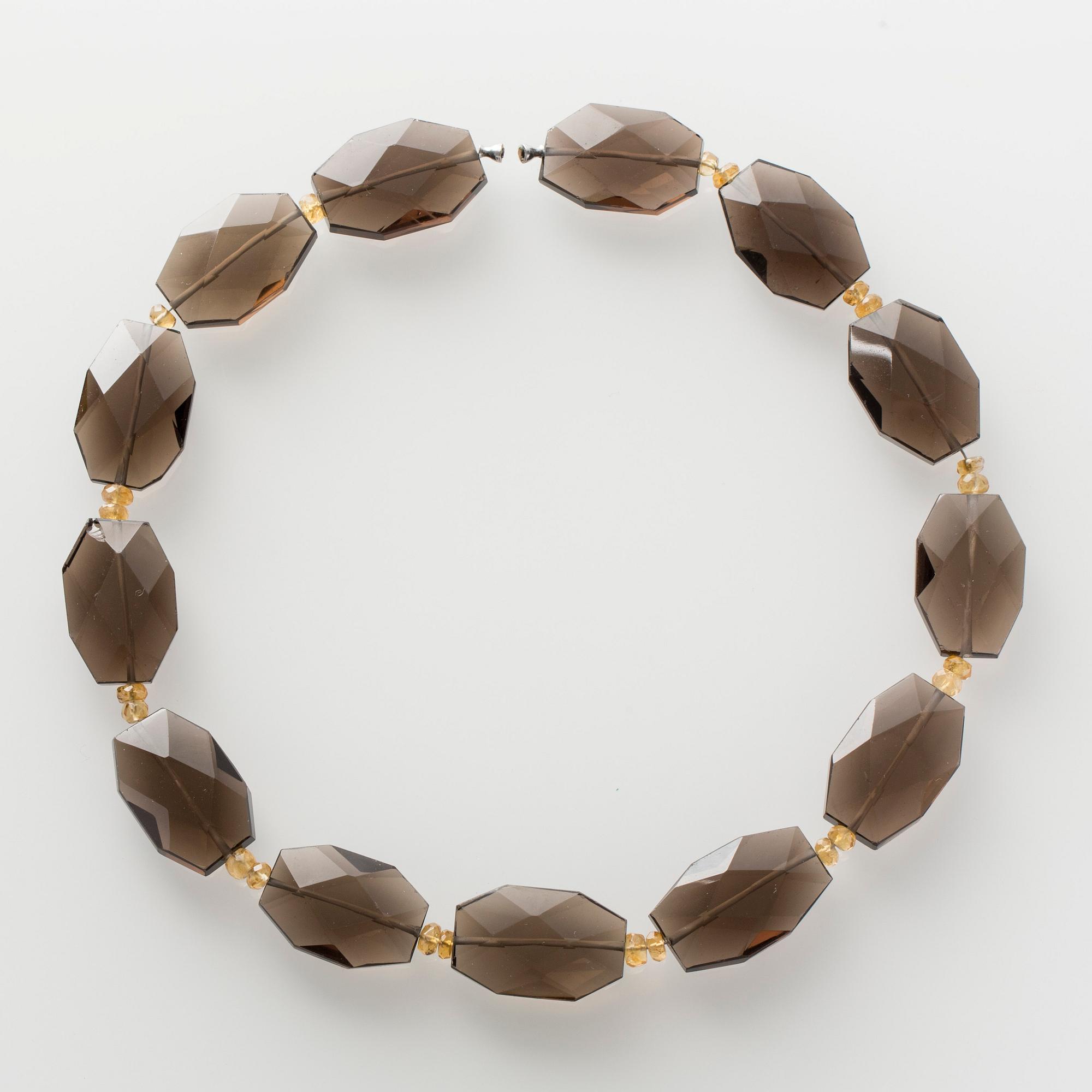 COLLIER, Ole Lynggaard, fasetterad rökkvarts.