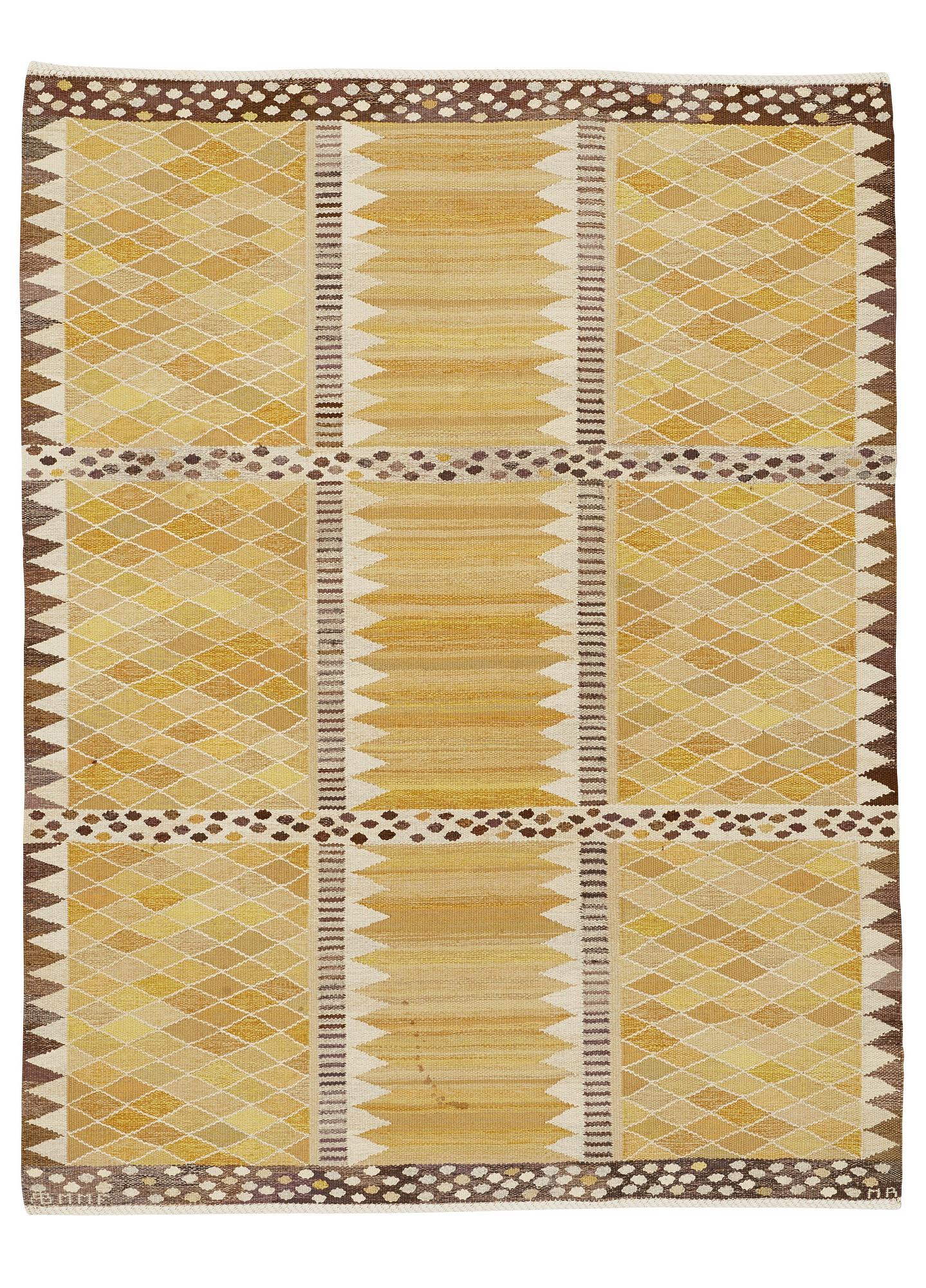 Marianne Richter, Matta, "Josefina gul", gobelängteknik, ca 226-227,5 x 171,5-175,5 cm, signerad AB MMF MR.