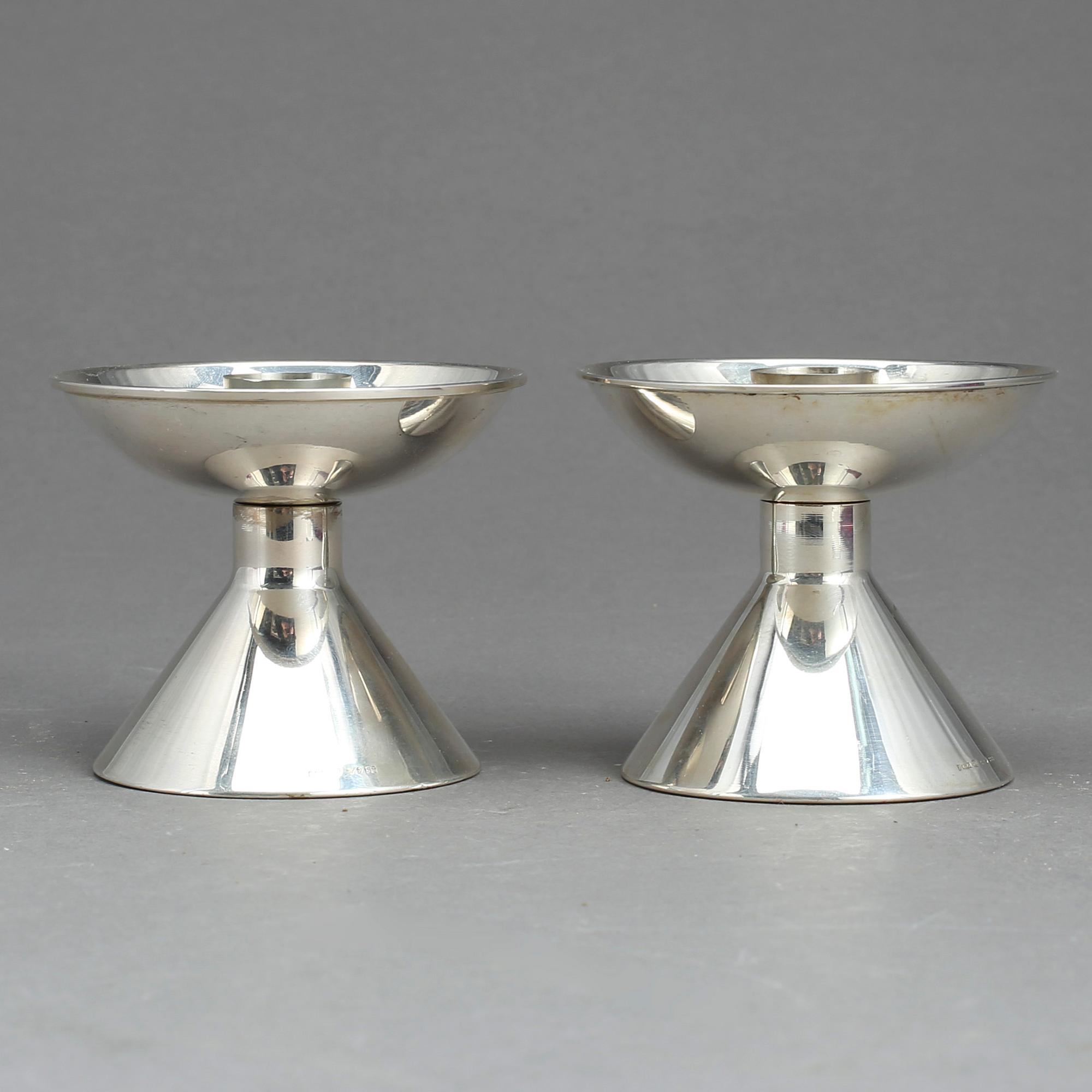 LJUSSTAKAR, ett par, silver, MGAB, Uppsala, 1968.