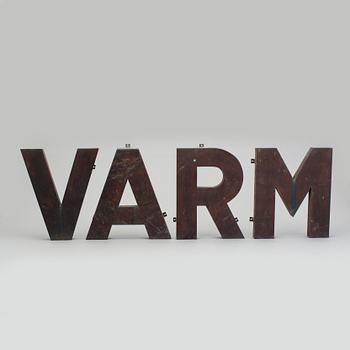 FASADBOKSTÄVER, av metall V, M, A, R, 1900-talets mitt.