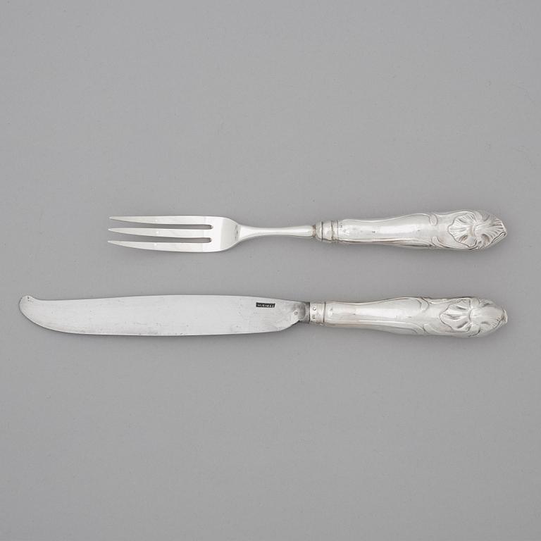 A Swedish 18th century 36 piece table cutlery, mark of Carl Gideon Renander, Stockholm 1792.