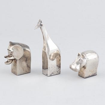 Gunnar Cyrén, figuriner, 3 st. Silverpläterad zink. Dansk Designs, Japan.