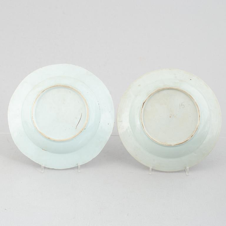 Tallrikar, 6 st, kompaniporslin, Kina, Qianlong (1736-95).