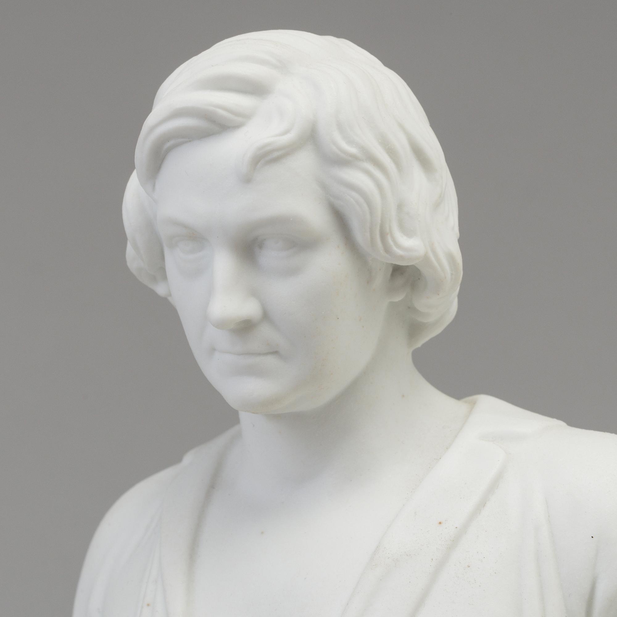 A Bing & Gröndahl bisquit sculpture of 'Thorvaldsen leaning on Hope', Denmark, 1870's.