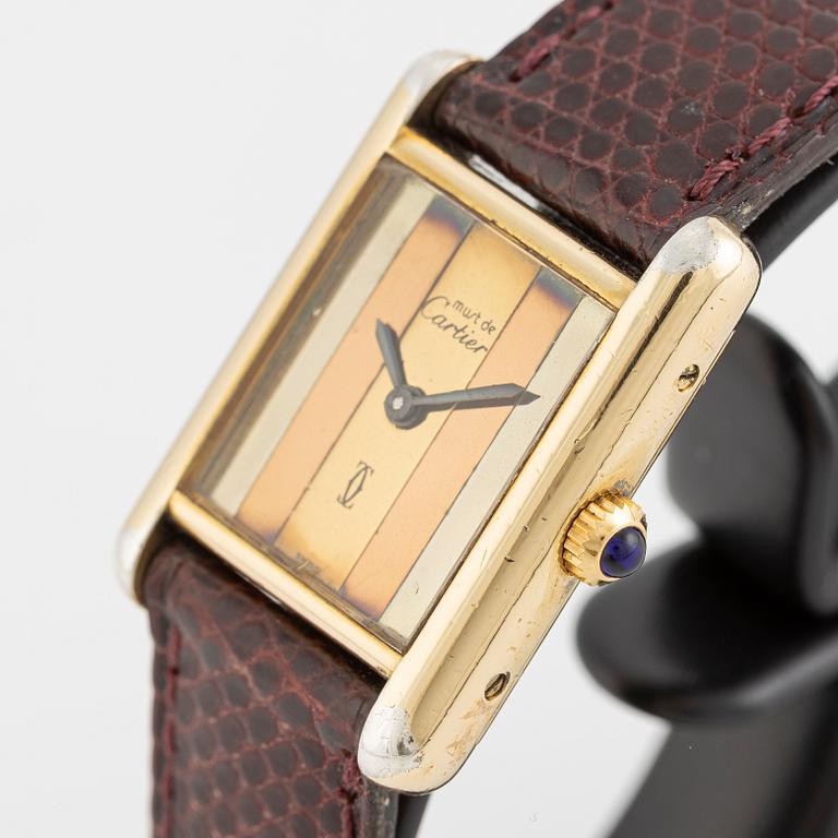 must de Cartier, Tank, "Trinity Dial", wristwatch, 20.5 x 20 (28) mm.