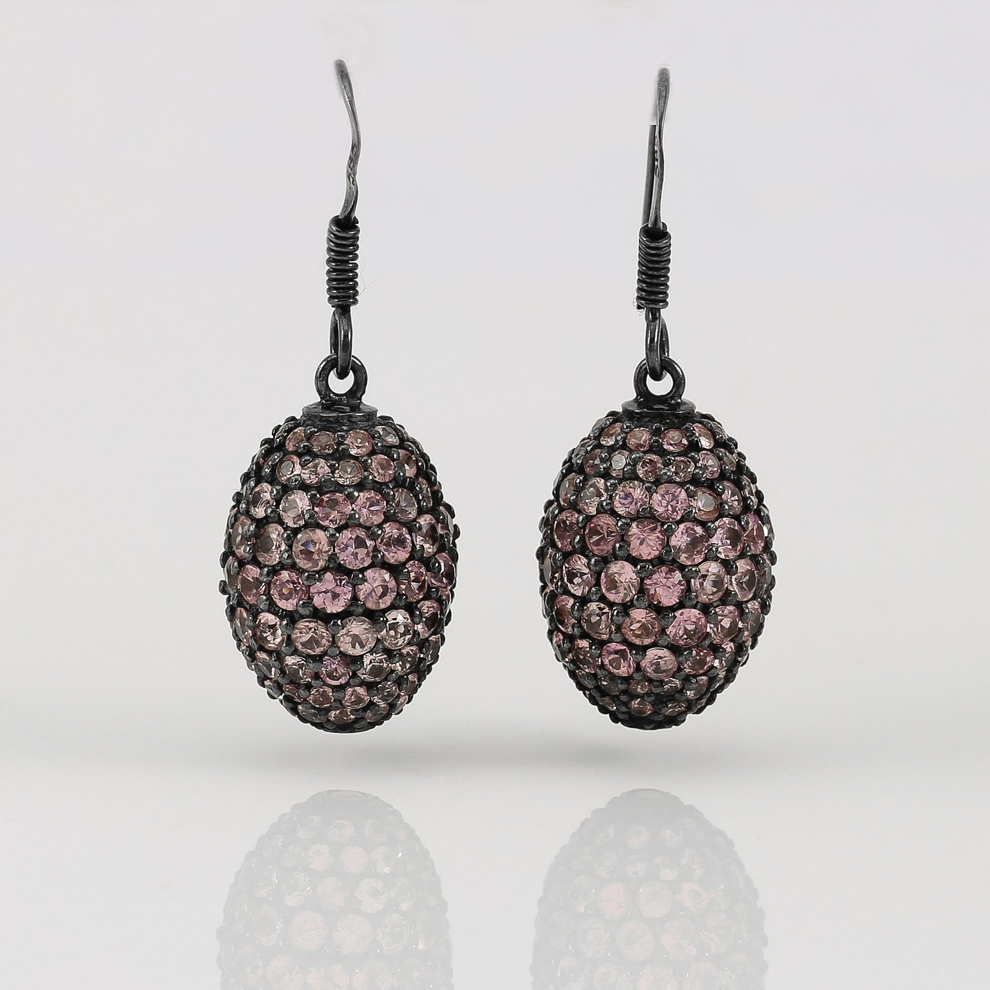 ÖRHÄNGEN, 1 par, silver, 14K guld, sterlingsilver och rosa safirer.