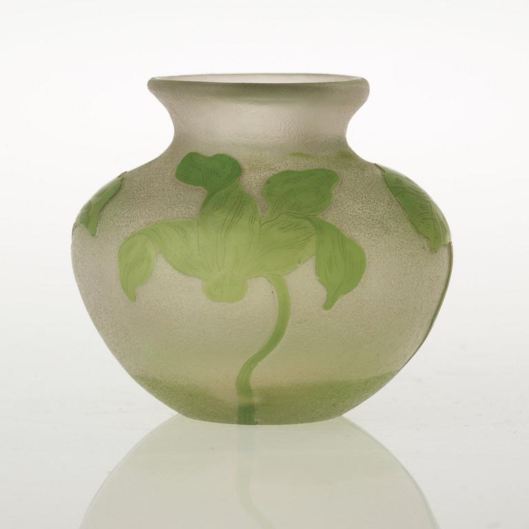 A Karl Lindeberg Art Nouveau cameo glass vase, Kosta, Sweden.