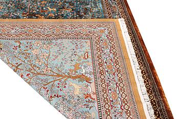 An all silk oriental carpet, a. 280 x 185 cm.