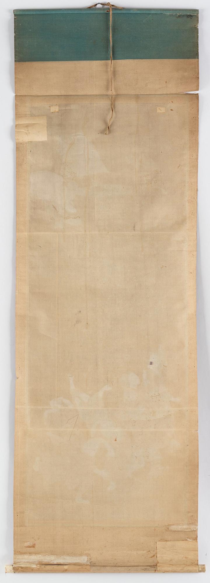 RULLMÅLNINGAR, sex stycken, tusch och färg på papper. Japan, Meiji (1868-1912).