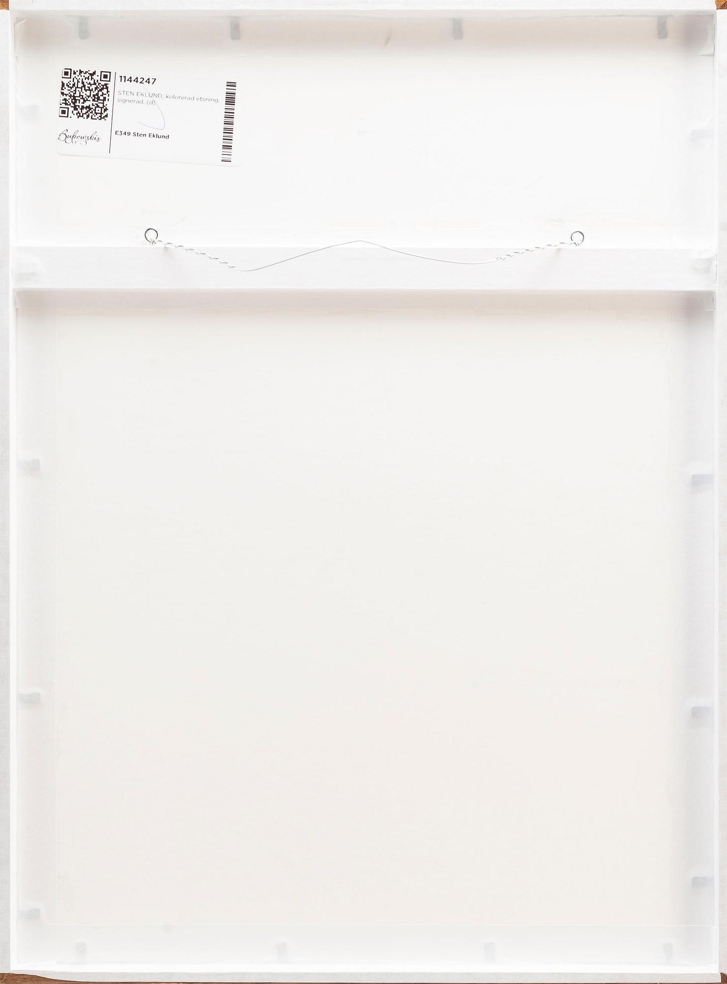 STEN EKLUND, hand colored etching, signed.