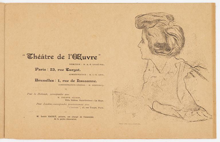 Henri de Toulouse-Lautrec, Announcement for the Théâtre de L'Oeuvre.