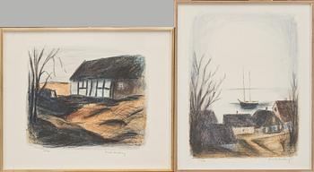 GUSTAV RUDBERG, färglitografier, 2 st, signerade och numrerade 112/360 resp 62/360.