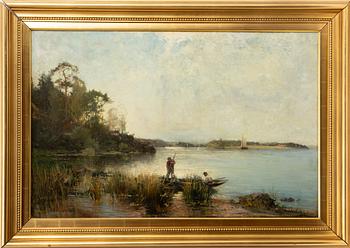 Alfred Wahlberg, Inland Landscape with Fishing Companions.
