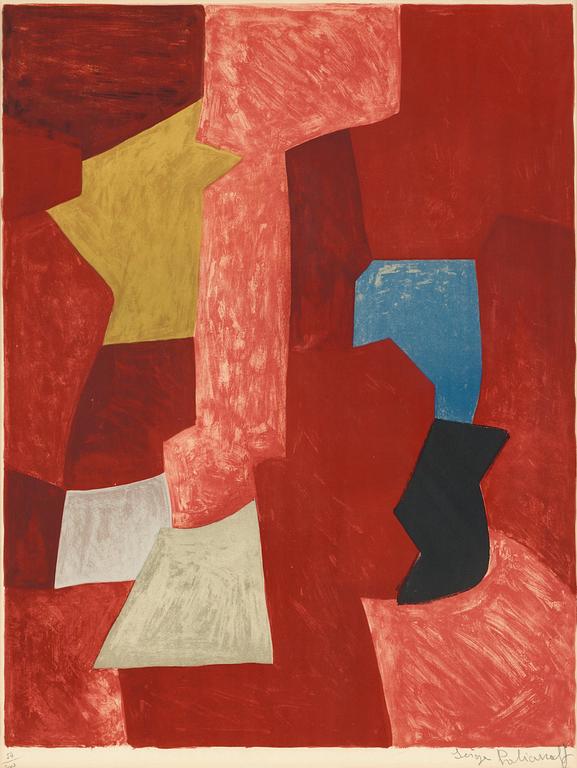Serge Poliakoff, "Composition rouge, verte, bleue et jaune".