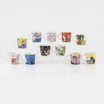 17 Moomin Characters porcelain mugs, Arabia, Finland.