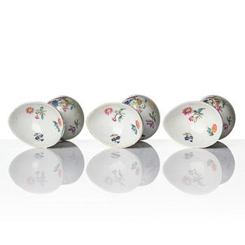 A set of six famille rose egg cups, Qing dynasty, 18th century.