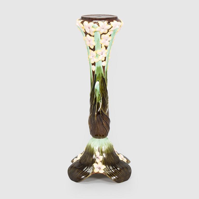 Flower pedestal, majolica, early 20th century.
