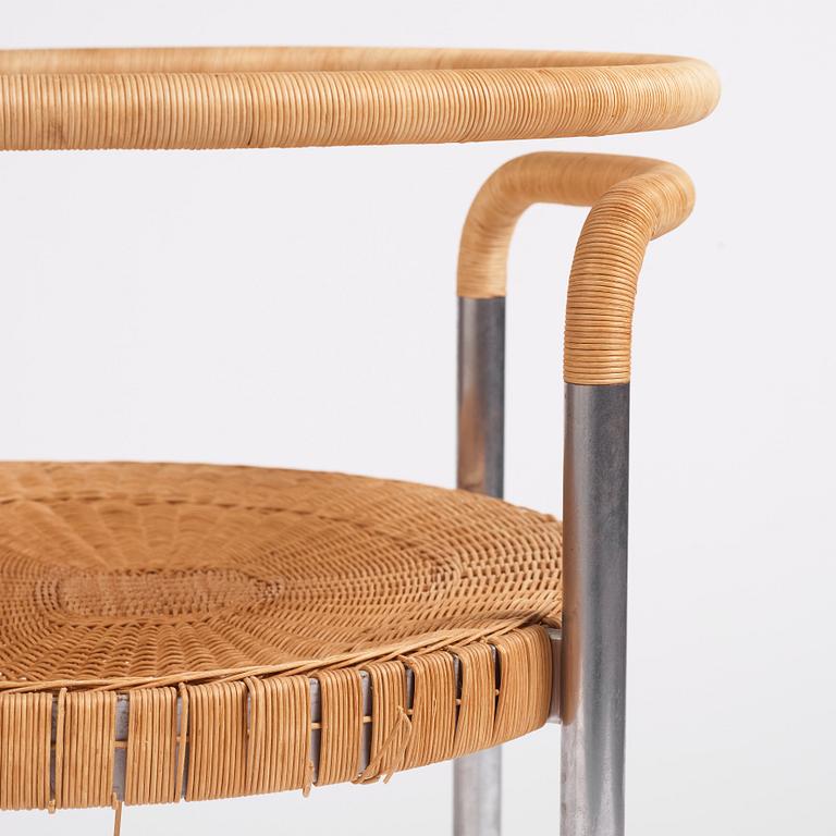 Poul Kjaerholm, a steel and rattan 'PK12' chair, E Kold Christensen, Denmark, early 1960s.