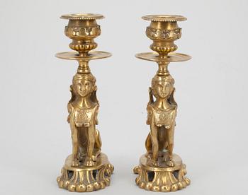 LJUSSTAKAR, ett par, mässing, Louis Philippe, Frankrike 1800-talets första hälft.