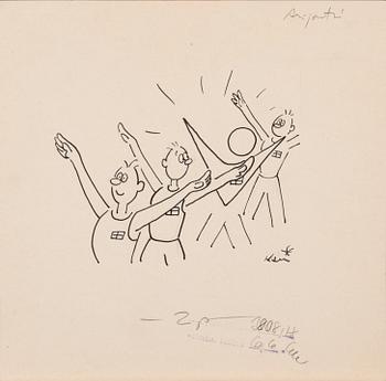 KARI SUOMALAINEN, originaltuschteckning, signerad. 1960-tal.