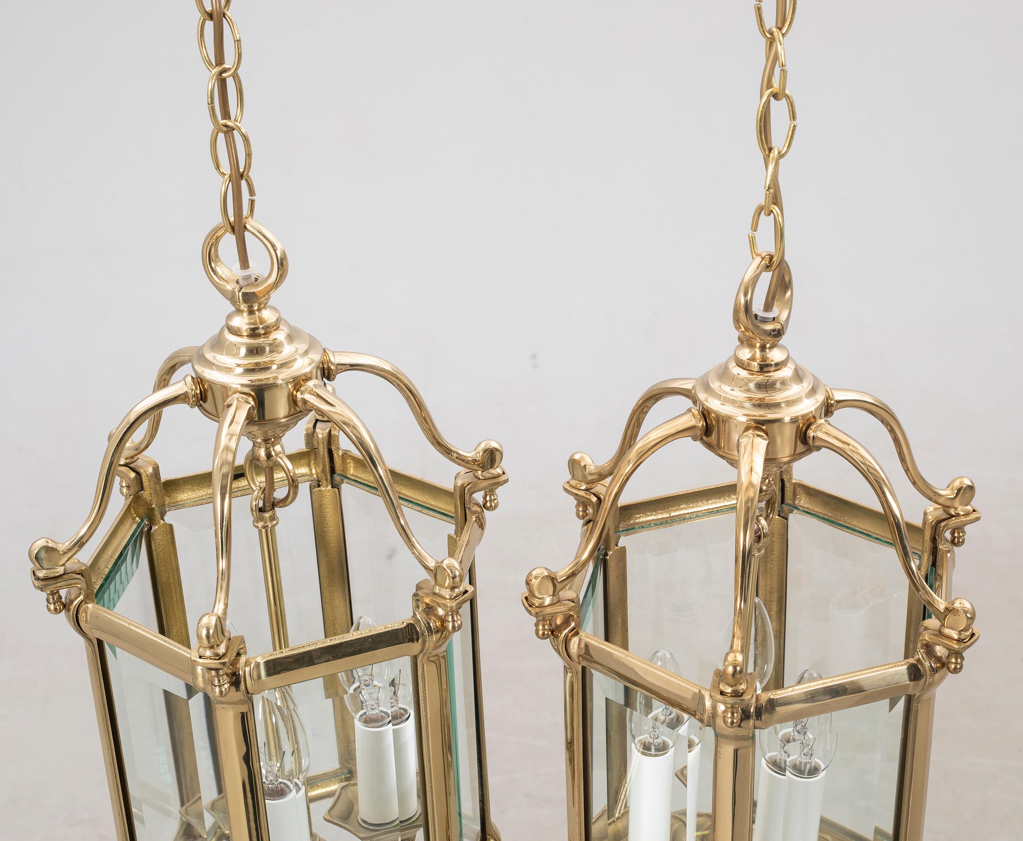 Ceiling lamps, a pair, England, second half of the 20th century.