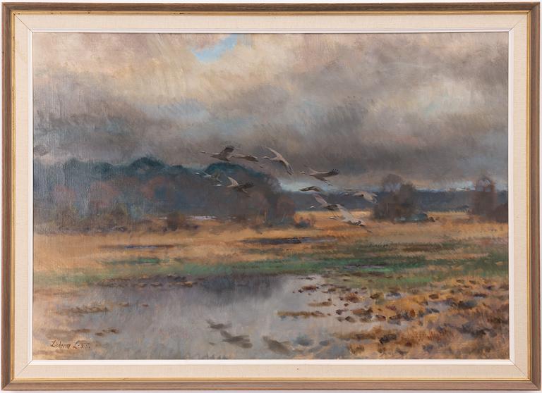 Lindorm Liljefors, Landscape with Cranes.