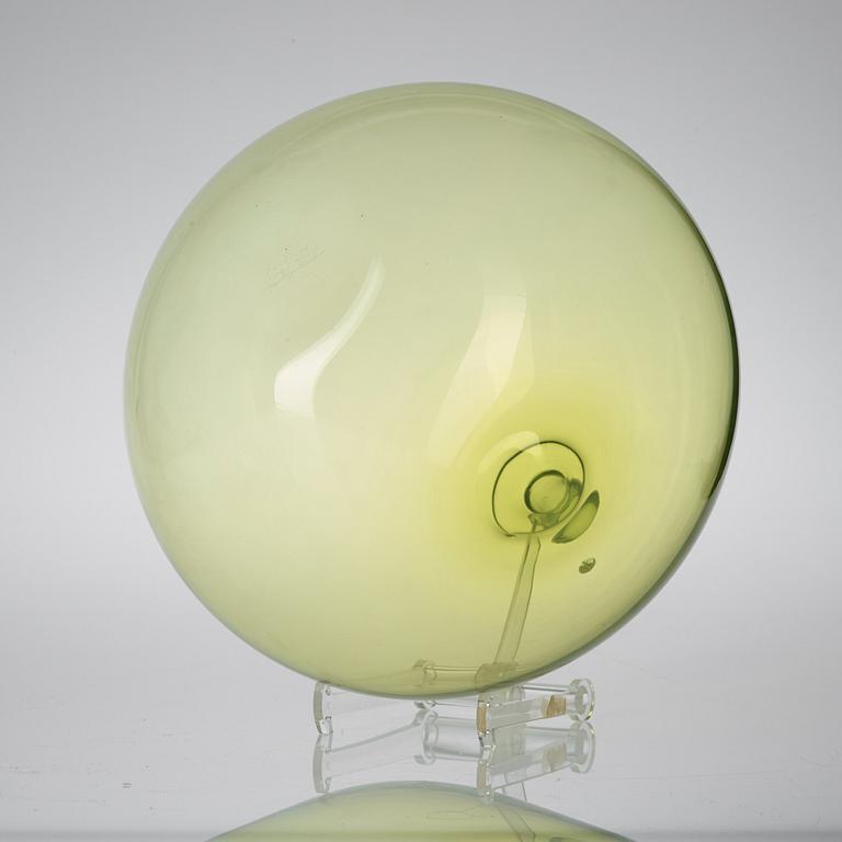 An Ingeborg Lundin green glass vase, Orrefors.