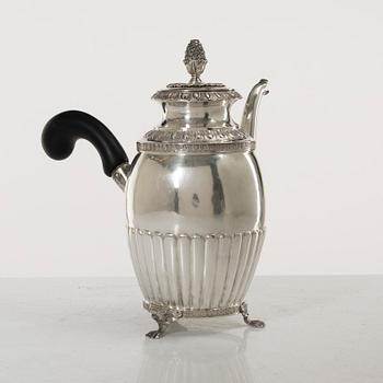 Anders Lundqvist, kaffekanna, silver, Stockholm 1845.