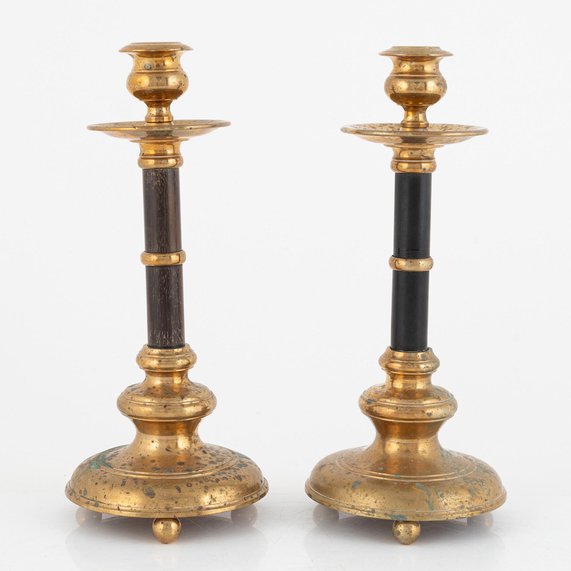 Candlesticks, a pair, Torshammar, early 20th century.